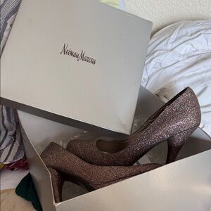 Neiman Marcus Sparkling Heels - Brown